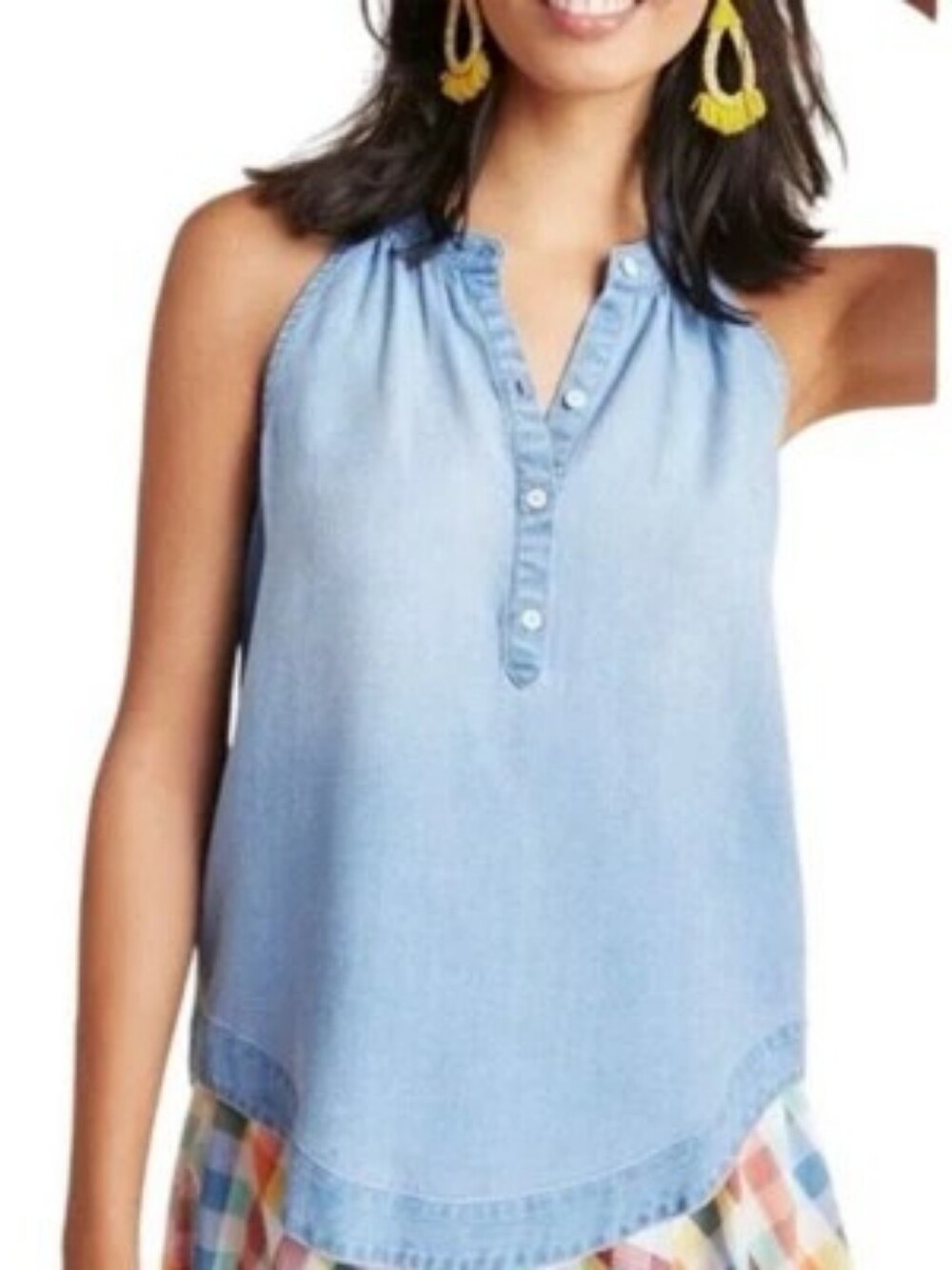 Cloth & Stone Chambray Halter Tank Top Size S For Anthropologie